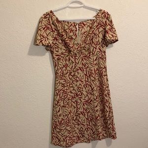 Tailored Bamboo print short wide neck dress